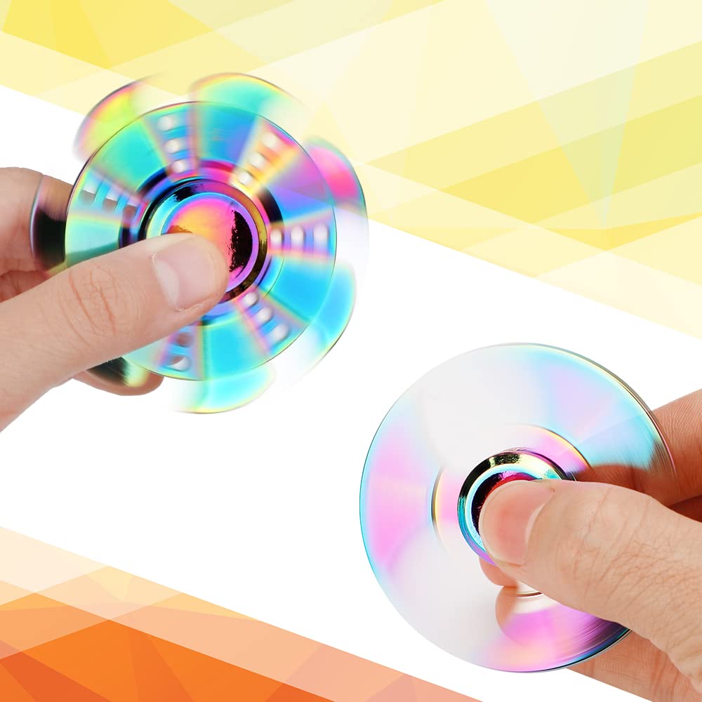 LNCOJOLM 7 Pack Rainbow Fidget Spinners – Metal Desk Toys for Focus & Fun