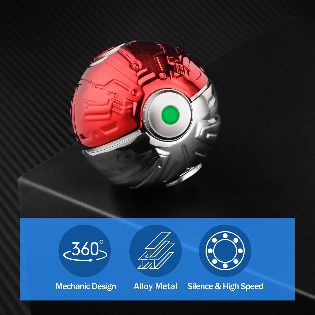 LNCOJOLM Luminous Fidget Spinner Sphere – Metal Sensory Gyro Desk Toy for Focus, Glow, and Gift