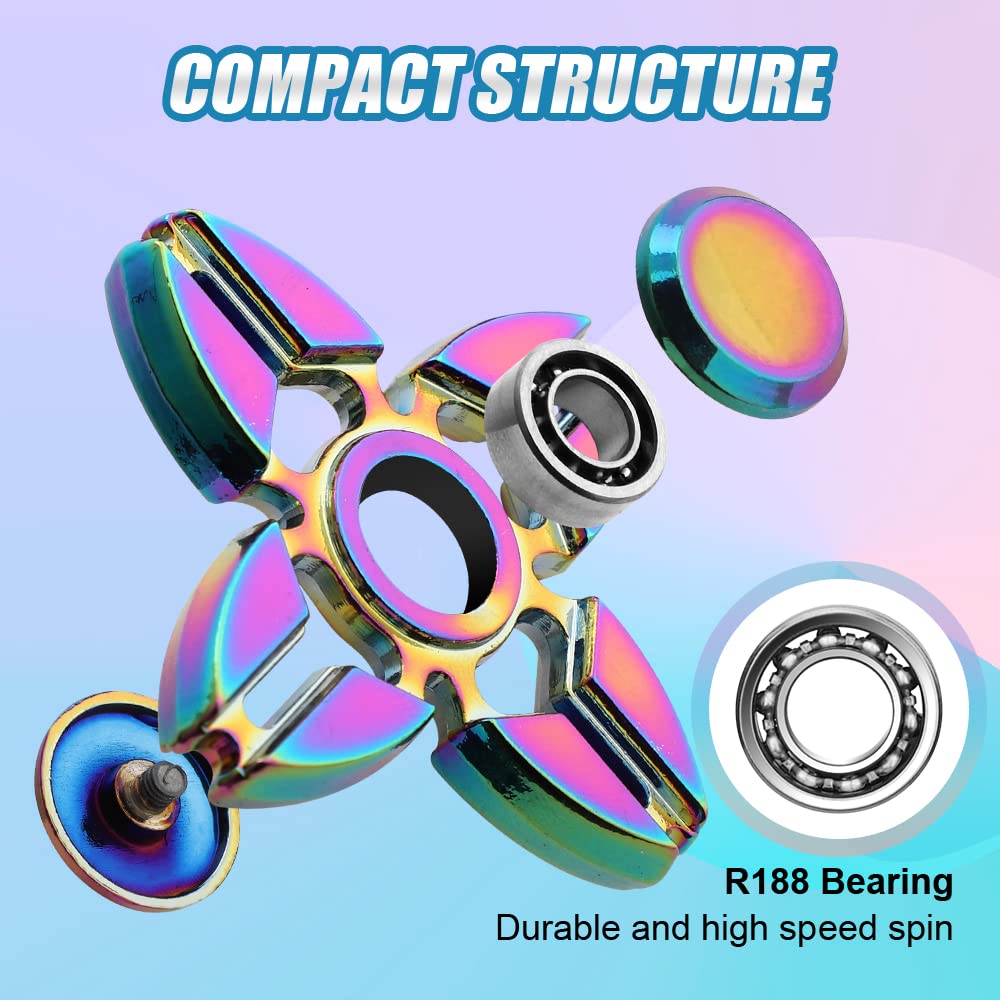 LNCOJOLM 7 Pack Rainbow Fidget Spinners – Metal Desk Toys for Focus & Fun