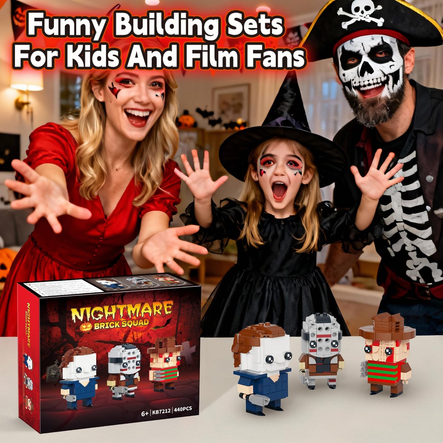 LNJFXB Halloween Horror Figures Building Block Set — LEGO Compatible, 440 Pieces