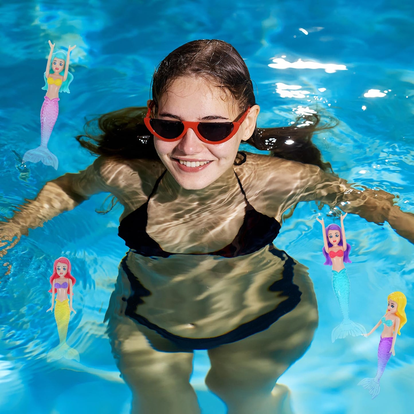 Lnngub 4-Piece Mermaid Diving Toys | Colorful Bath & Pool Mermaid Toys for Kids
