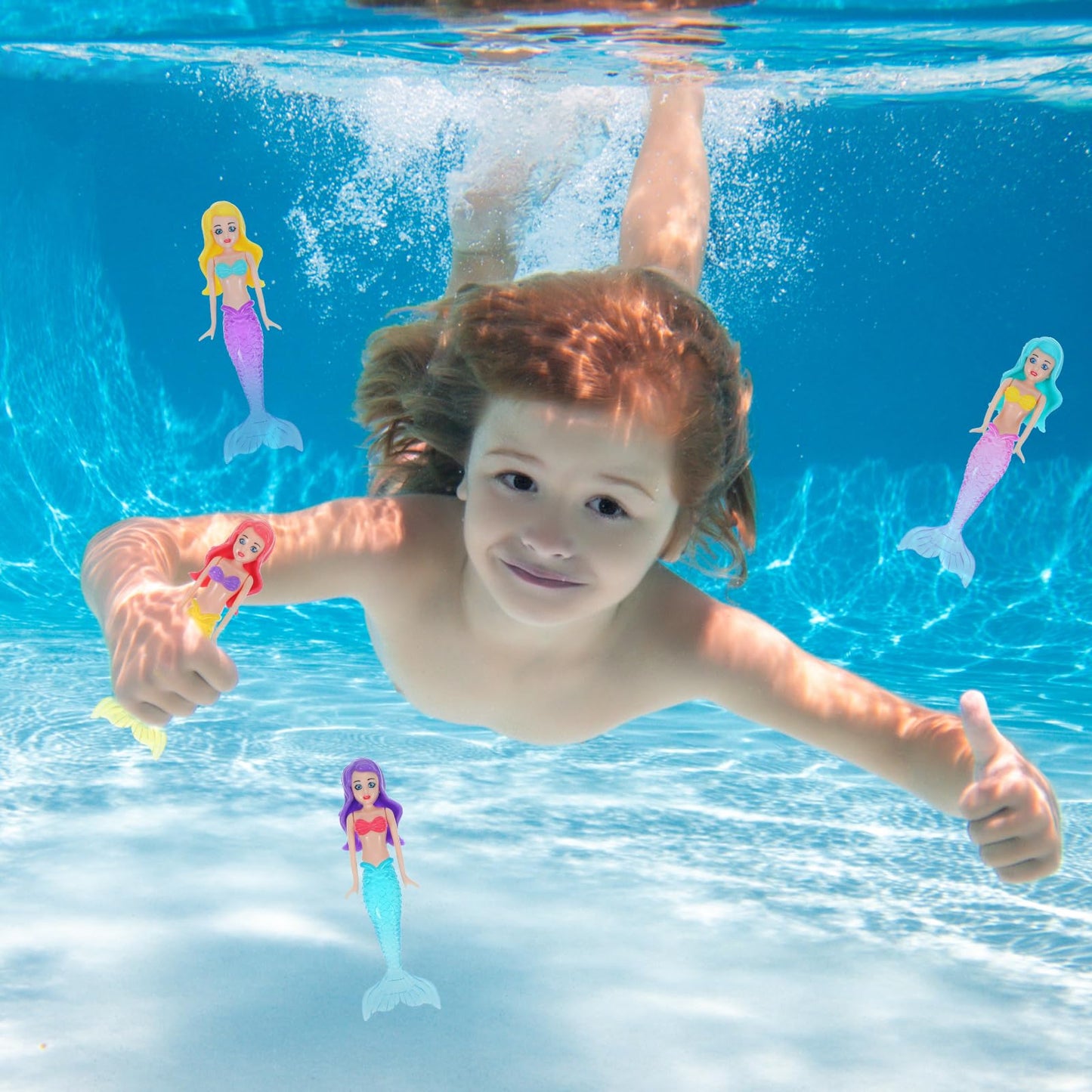Lnngub 4-Piece Mermaid Diving Toys | Colorful Bath & Pool Mermaid Toys for Kids