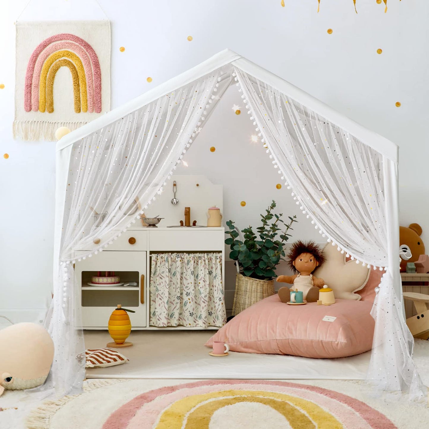 LOAOL Play Tent for Kids with Star Lights — Large Indoor/Outdoor Castle Tent