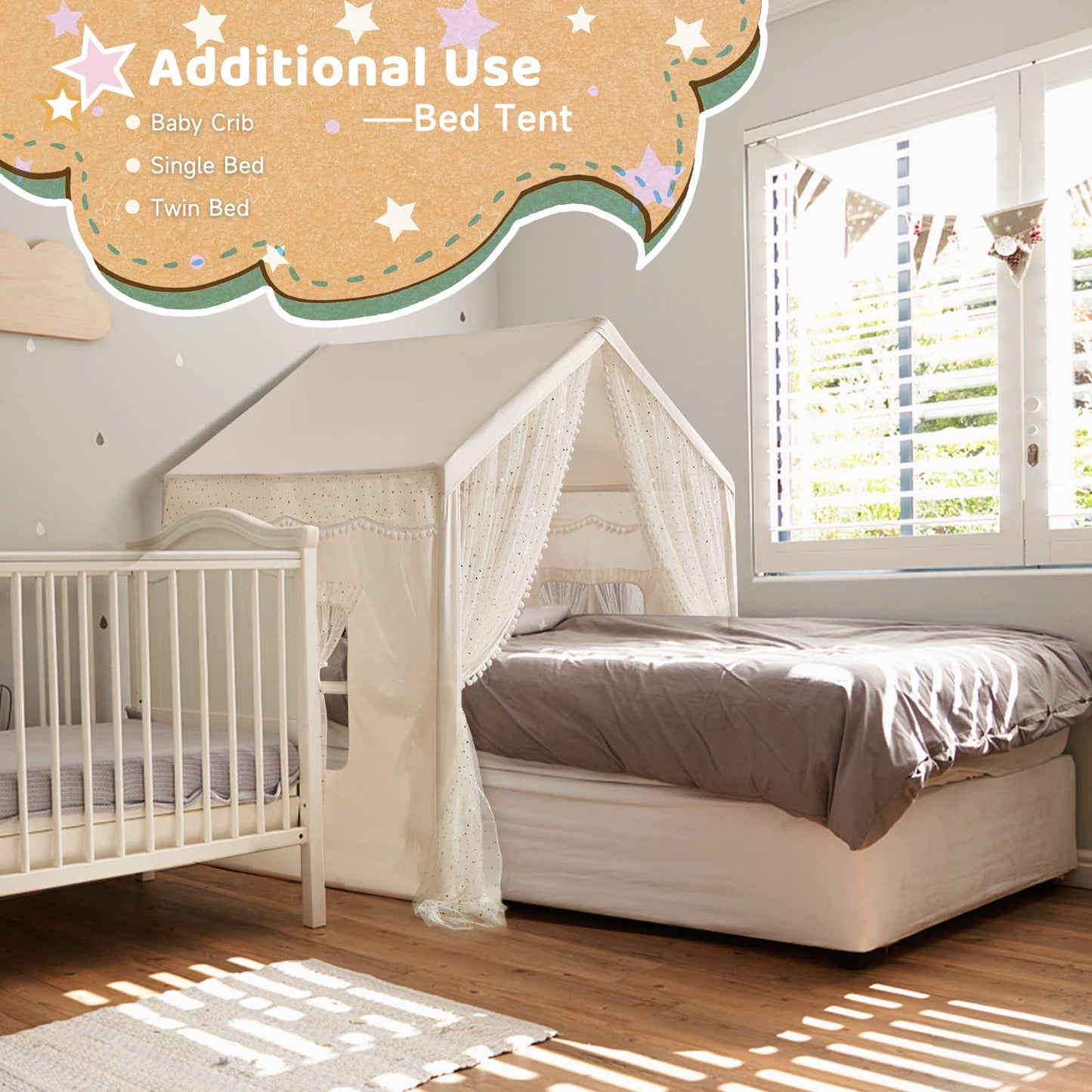 LOAOL Play Tent for Kids with Star Lights — Large Indoor/Outdoor Castle Tent