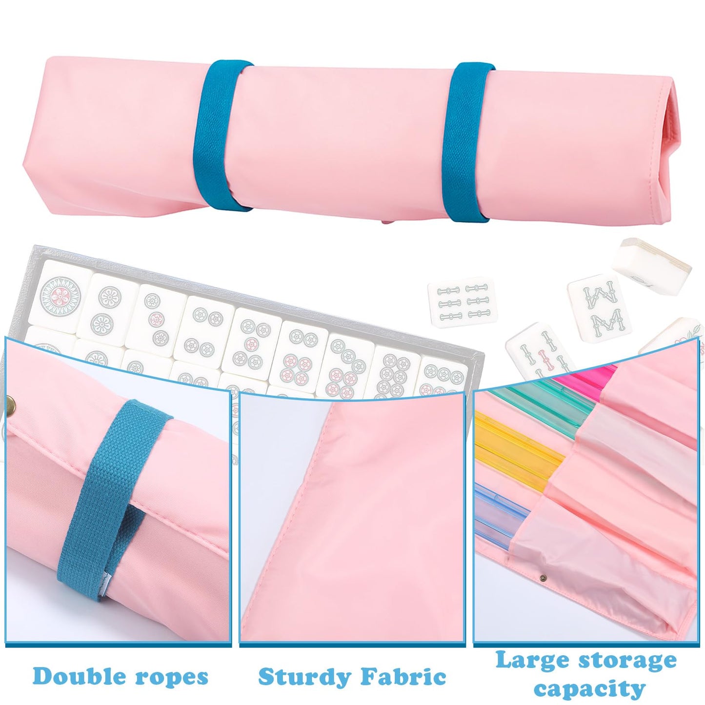 Locmeo Mahjong Bag 20 Inch Pink Protective Sleeve for Racks & Pushers