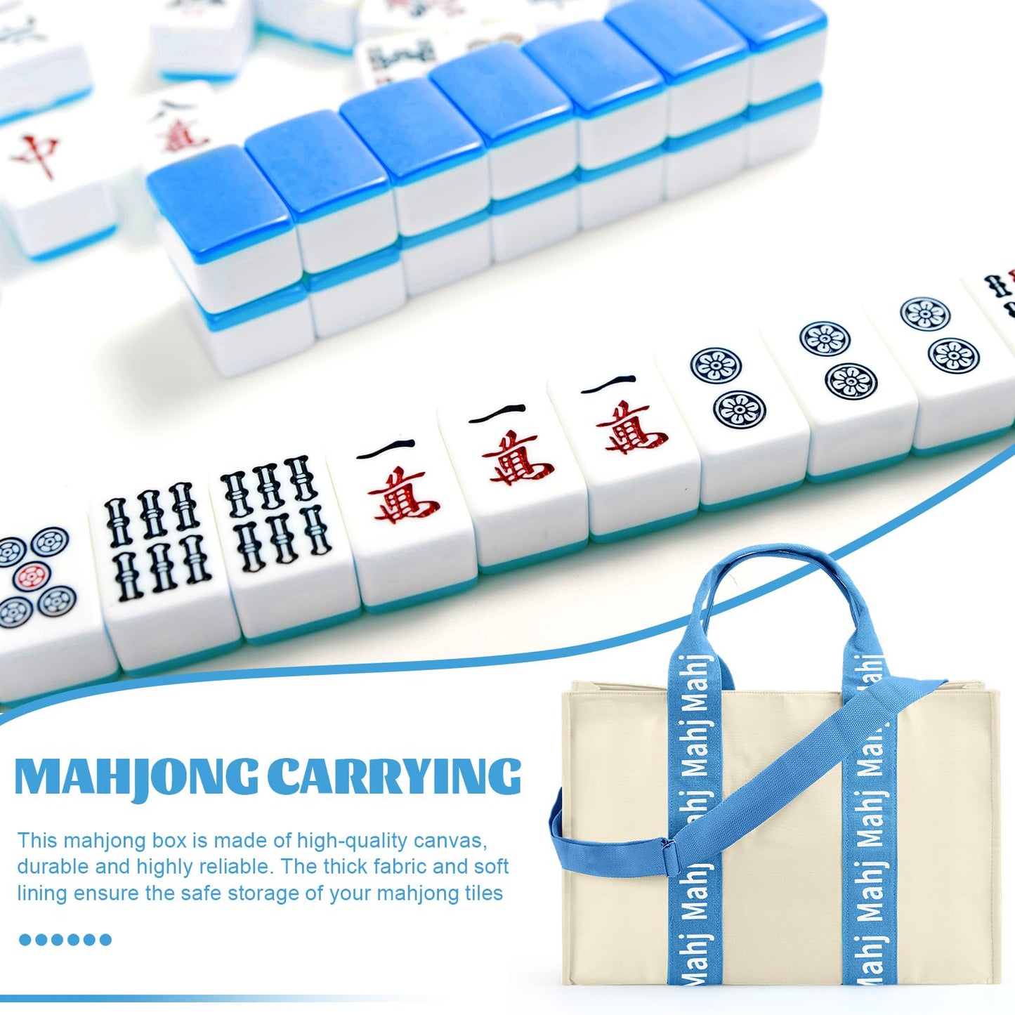 Locmeo Mahjong Bag 22x15x6 – Thickened Canvas Tote with Lining for Tiles