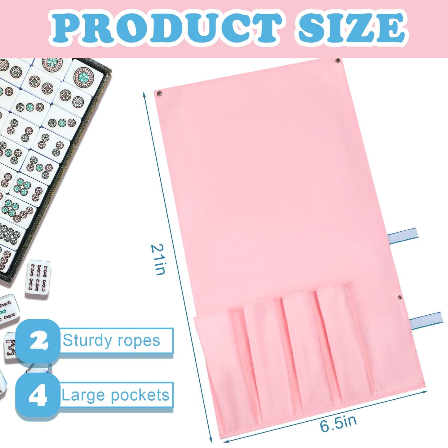 Locmeo Mahjong Bag 20 Inch Pink Protective Sleeve for Racks & Pushers