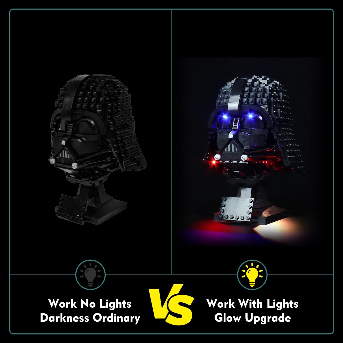 LocoLee Light Kit for LEGO 75304 Darth Vader Helmet – No Model Included, USB-Powered LED Lighting (Voice Activated)