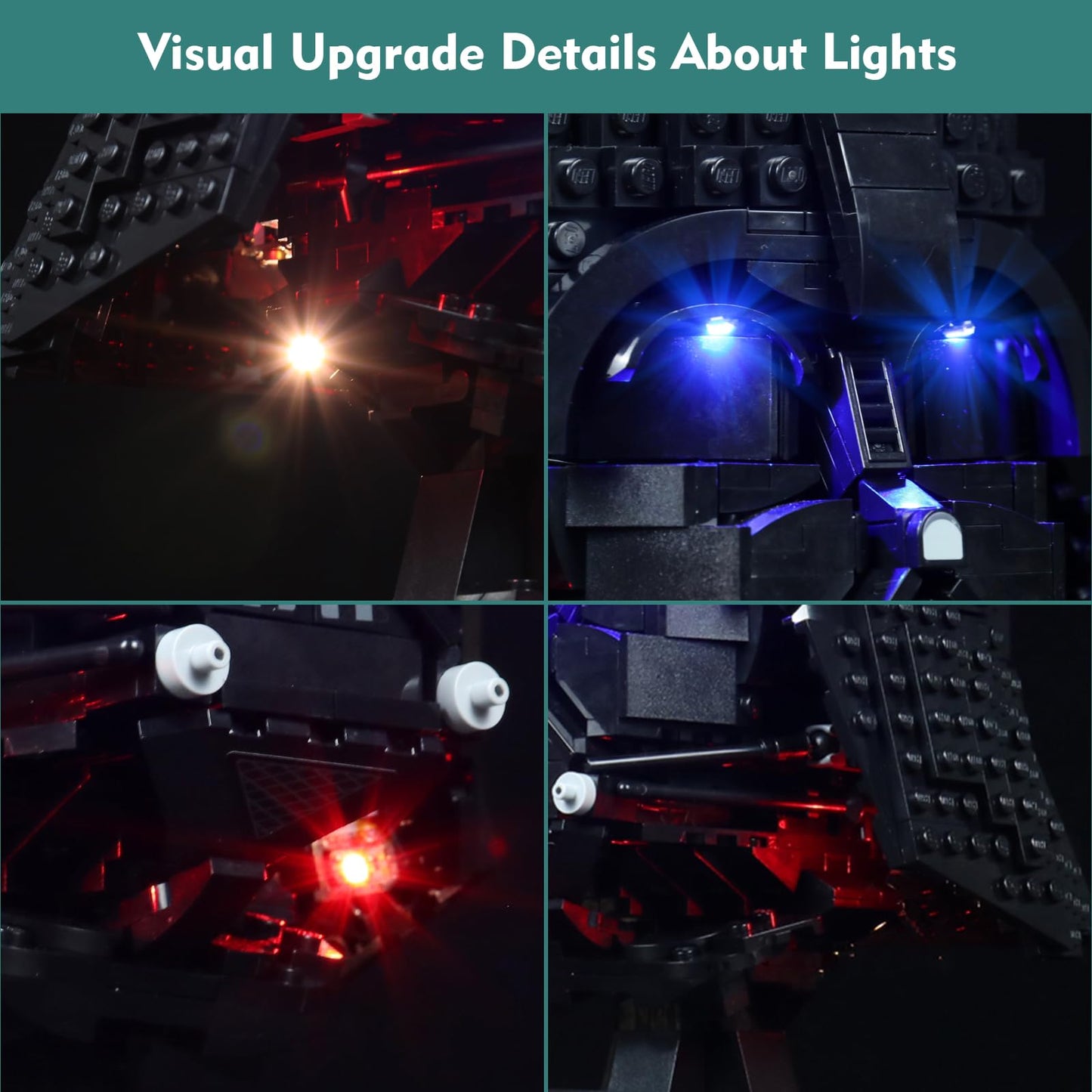 LocoLee Light Kit for LEGO 75304 Darth Vader Helmet – No Model Included, USB-Powered LED Lighting (Voice Activated)