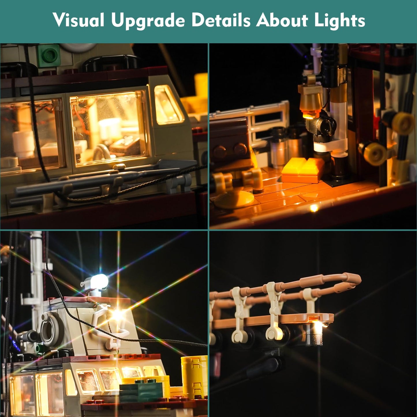 LocoLee LED Light Kit for Lego 21350 Jaws – Light Up Your Display (No Model Included)
