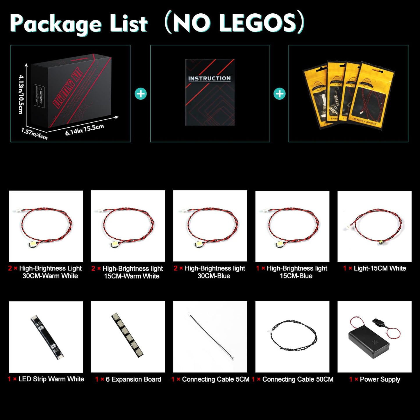 LocoLee LED Light Kit for Lego 21350 Jaws – Light Up Your Display (No Model Included)