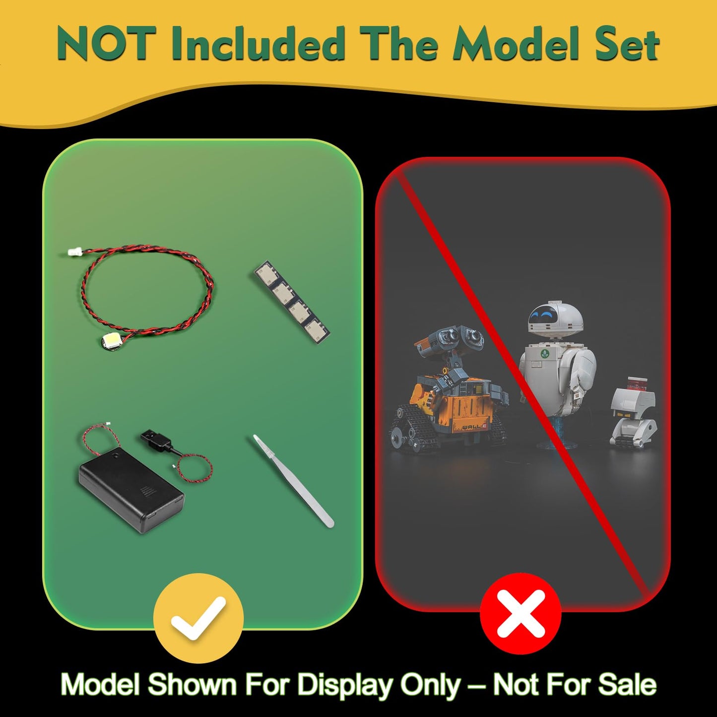 LocoLee Light Kit for LEGO 43279 Wall-E & EVE – No Model Included