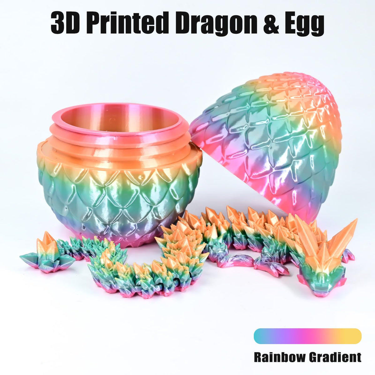 LOCYFENS Rainbow Crystal Dragon Eggs – 3D Printed Articulated Dragon Inside