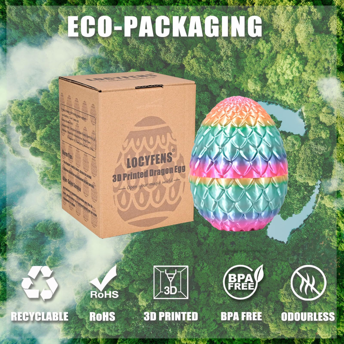 LOCYFENS Rainbow Crystal Dragon Eggs – 3D Printed Articulated Dragon Inside