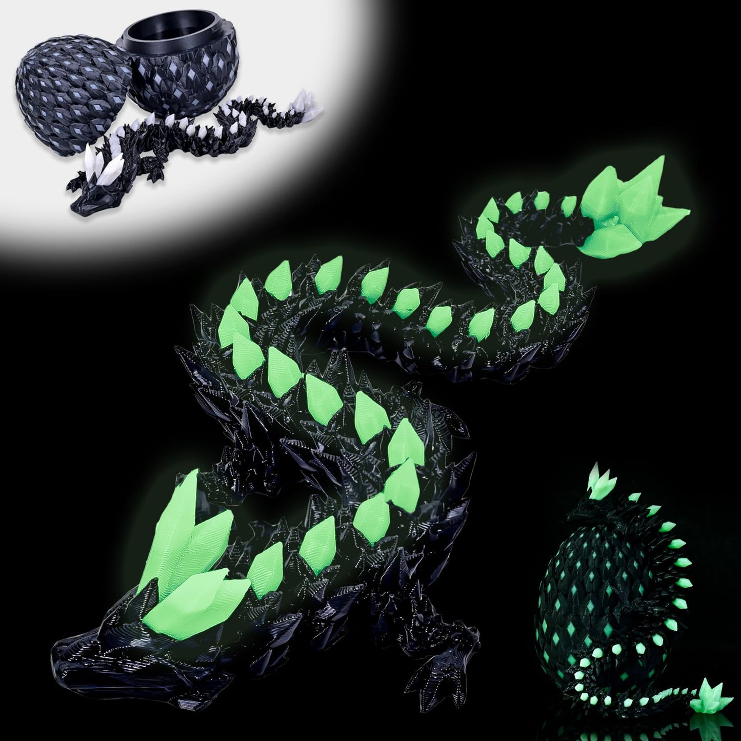 LOCYFENS 3D Printed Dragon Eggs Glow | Articulated Dragon Toy & Decor