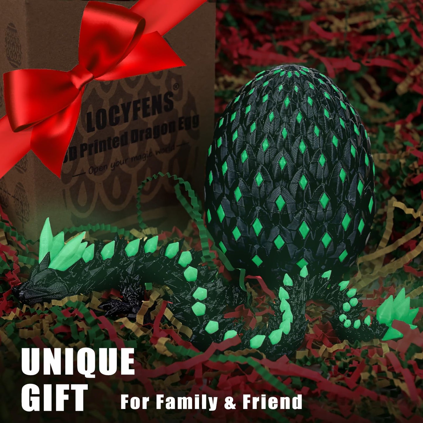 LOCYFENS 3D Printed Dragon Eggs Glow | Articulated Dragon Toy & Decor