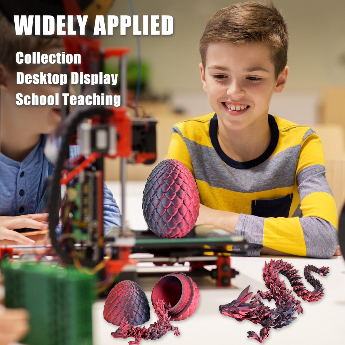 LOCYFENS 3D Printed Dragon Eggs with Articulated Dragon Inside – Crystal Dragon Black & Red