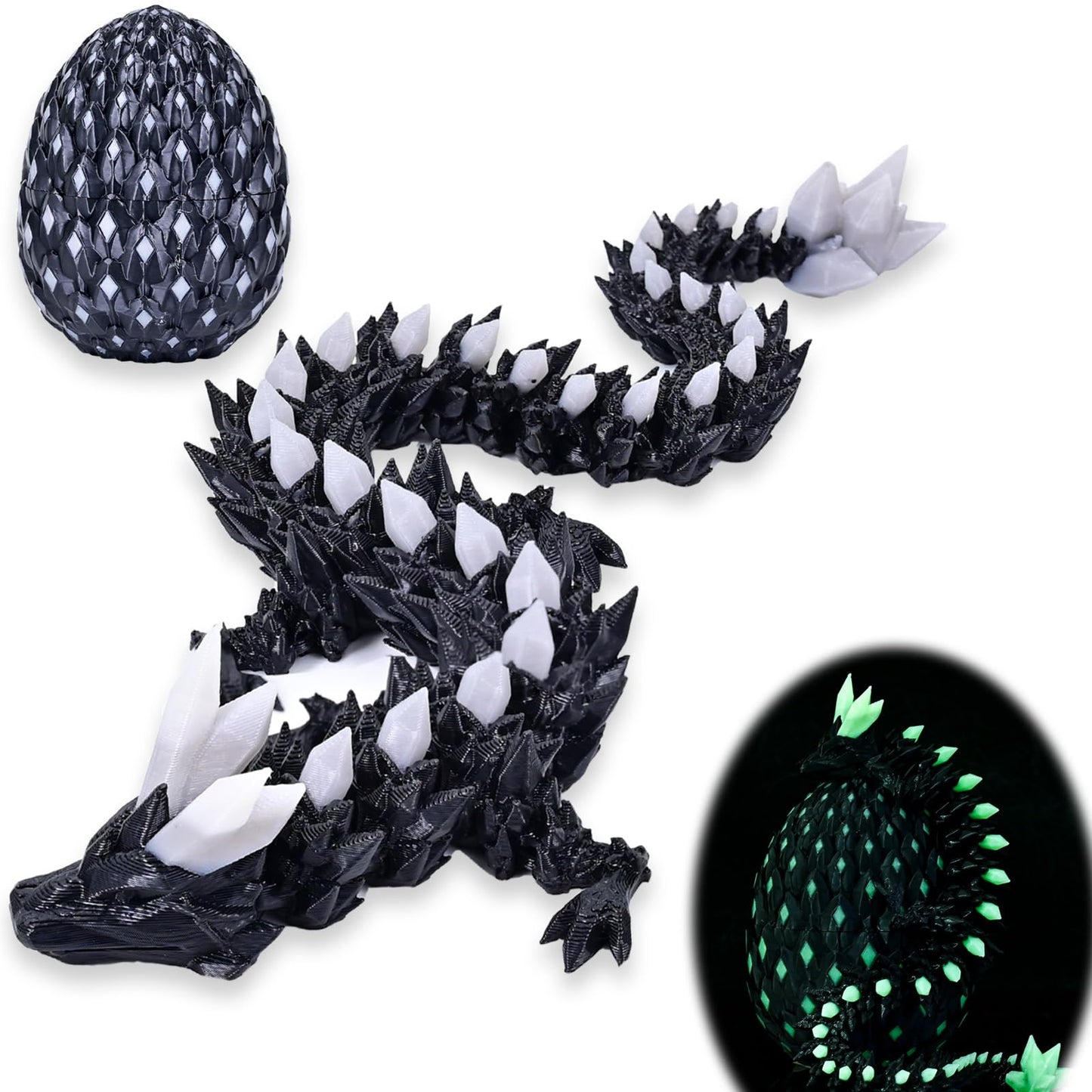 LOCYFENS 3D Printed Dragon Eggs Glow | Articulated Dragon Toy & Decor