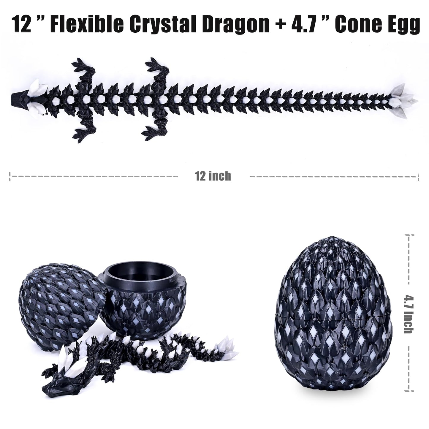 LOCYFENS 3D Printed Dragon Eggs Glow | Articulated Dragon Toy & Decor