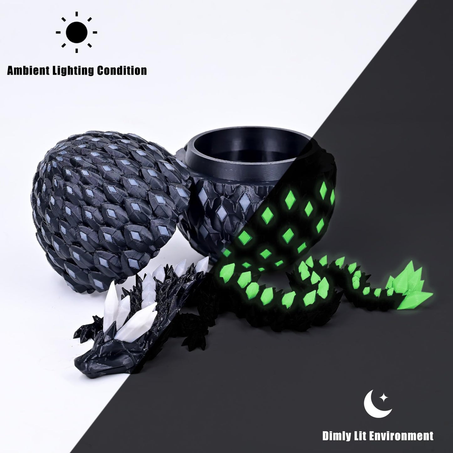 LOCYFENS 3D Printed Dragon Eggs Glow | Articulated Dragon Toy & Decor