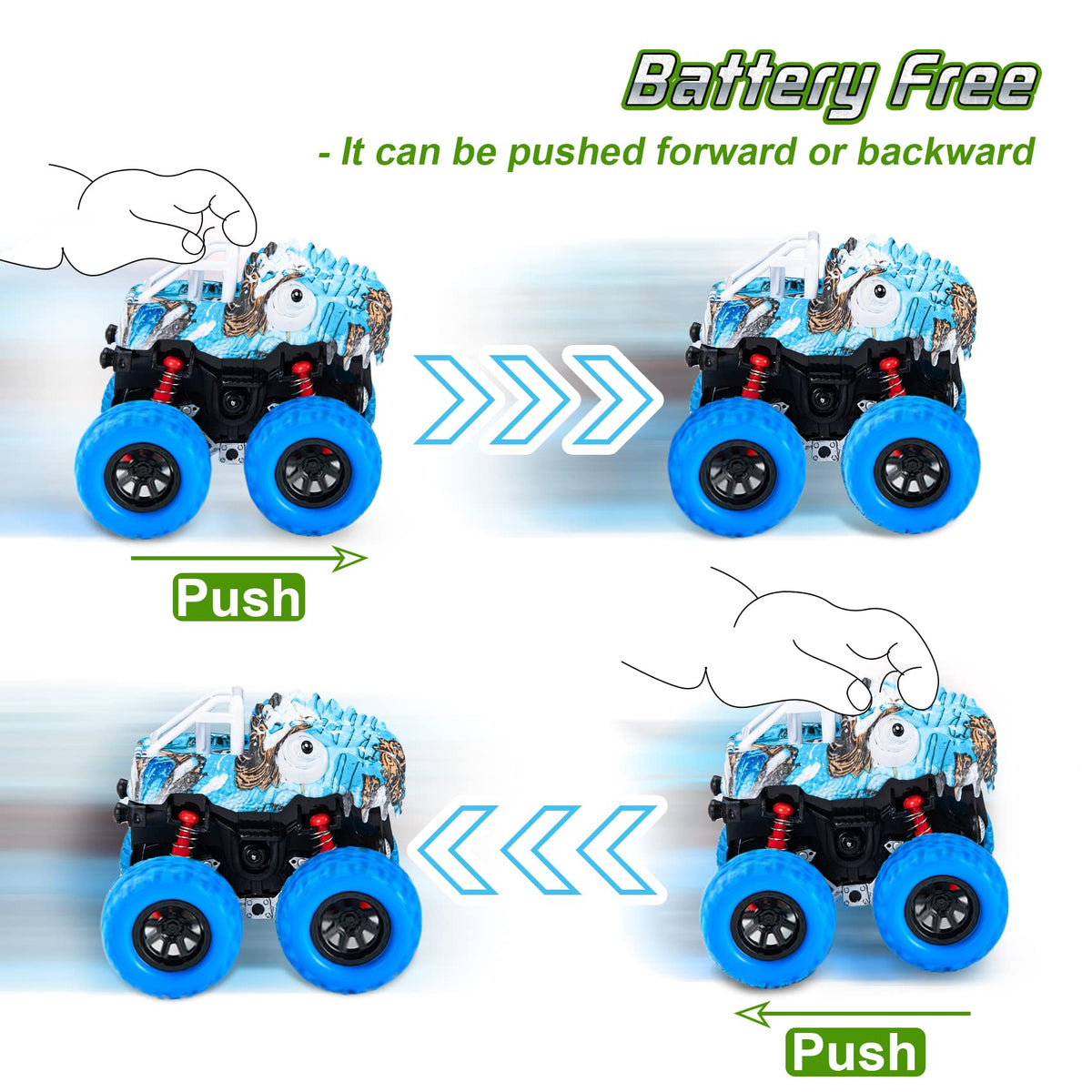 LOD BY Dinosaur Trucks for Kids 3-5 | Friction-Powered Dino Vehicles
