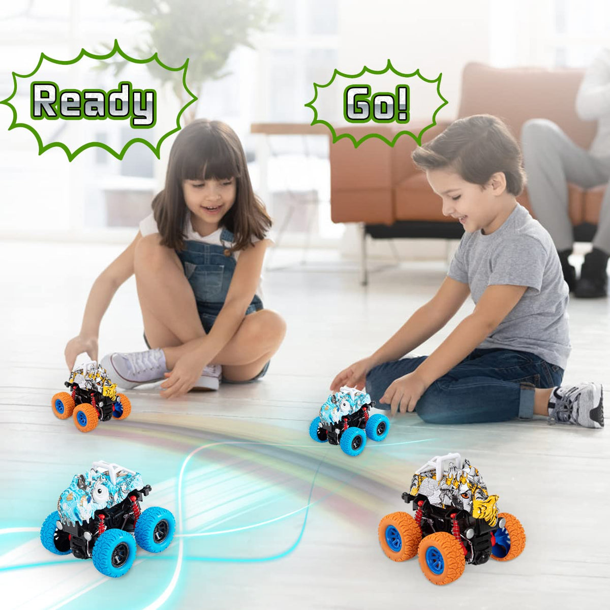 LOD BY Dinosaur Trucks for Kids 3-5 | Friction-Powered Dino Vehicles