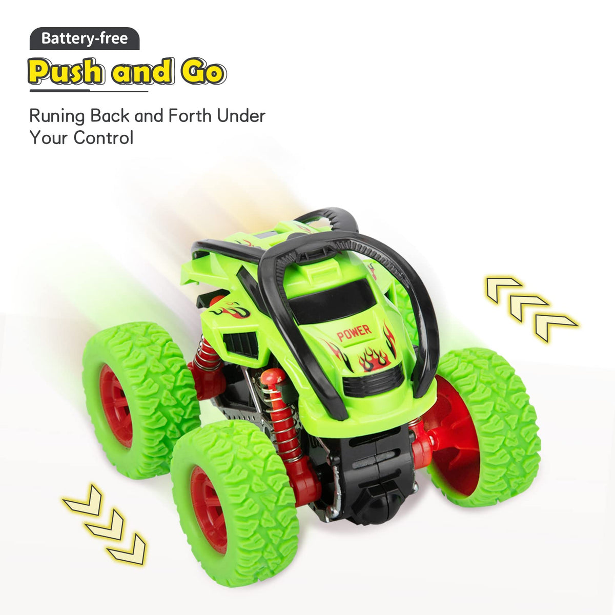 LODBY Monster Trucks Toys for Boys - 3-Pack Push & Go Stunt Cars (Ages 3-6)