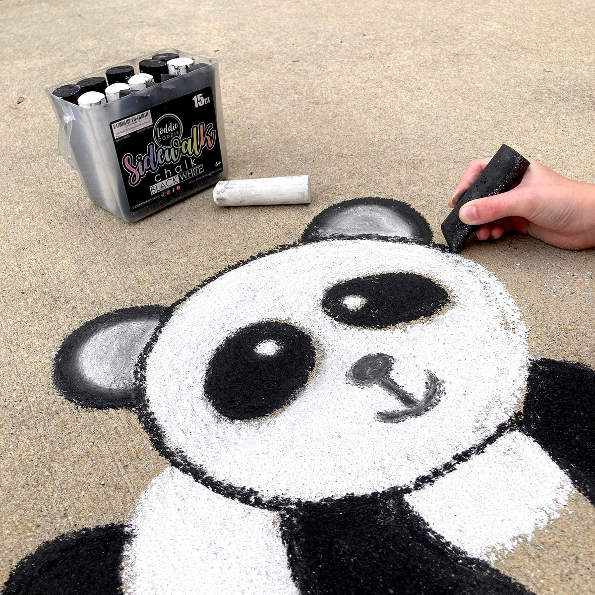 Loddie Doddie Jumbo White Sidewalk Chalk – Pack of 20, Easy-Grip, Low-Dust Outdoor Chalk for Kids