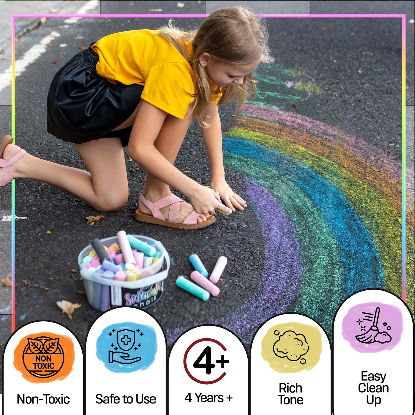 Loddie Doddie Jumbo Sidewalk Chalk – 50-Piece Multicolor Bucket