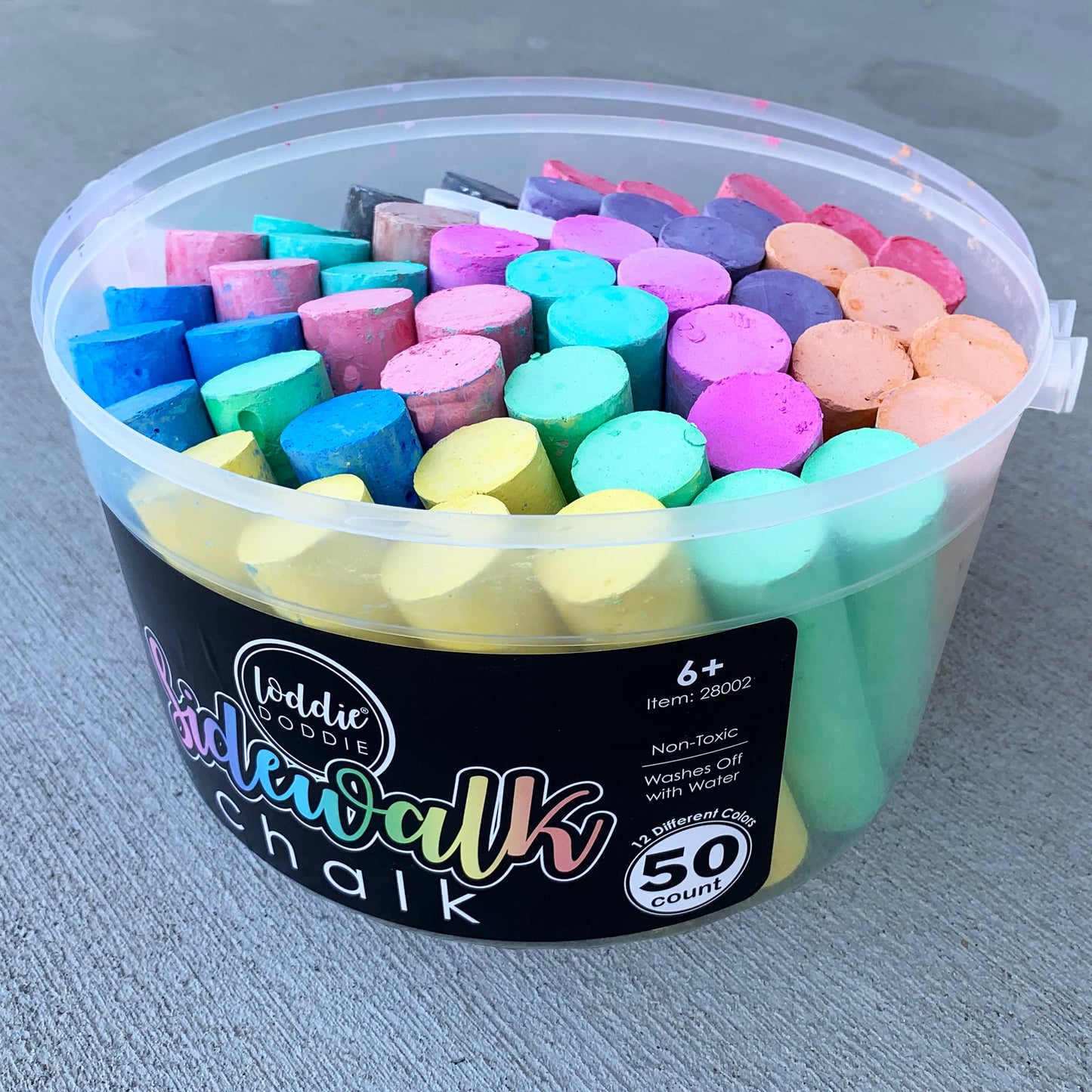 Loddie Doddie Jumbo Sidewalk Chalk – 50-Piece Multicolor Bucket