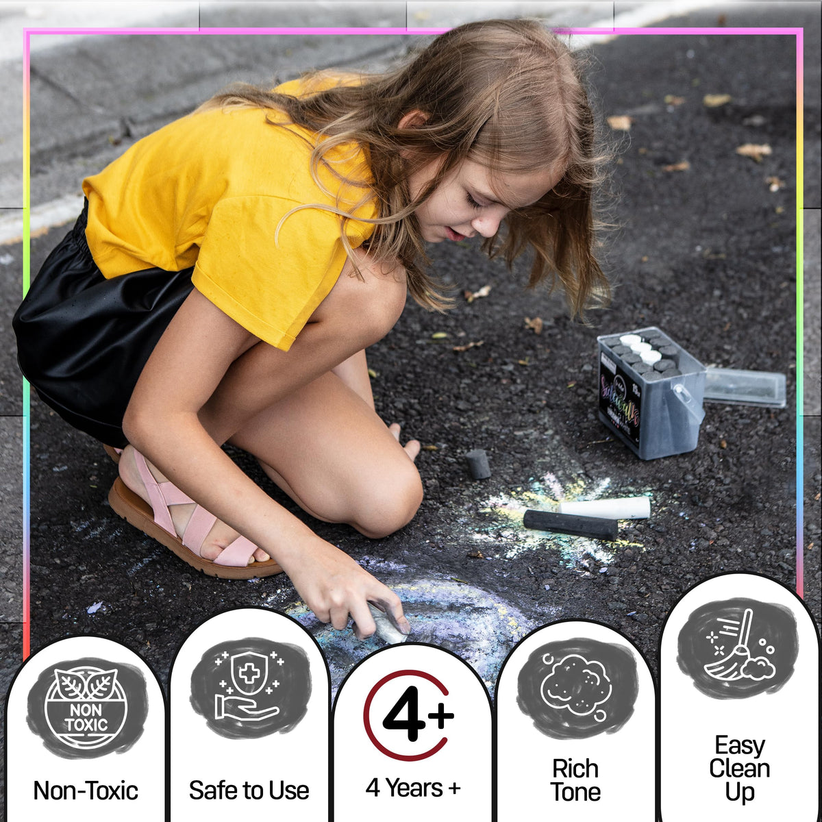 Loddie Doddie Jumbo White Sidewalk Chalk – Pack of 20, Easy-Grip, Low-Dust Outdoor Chalk for Kids