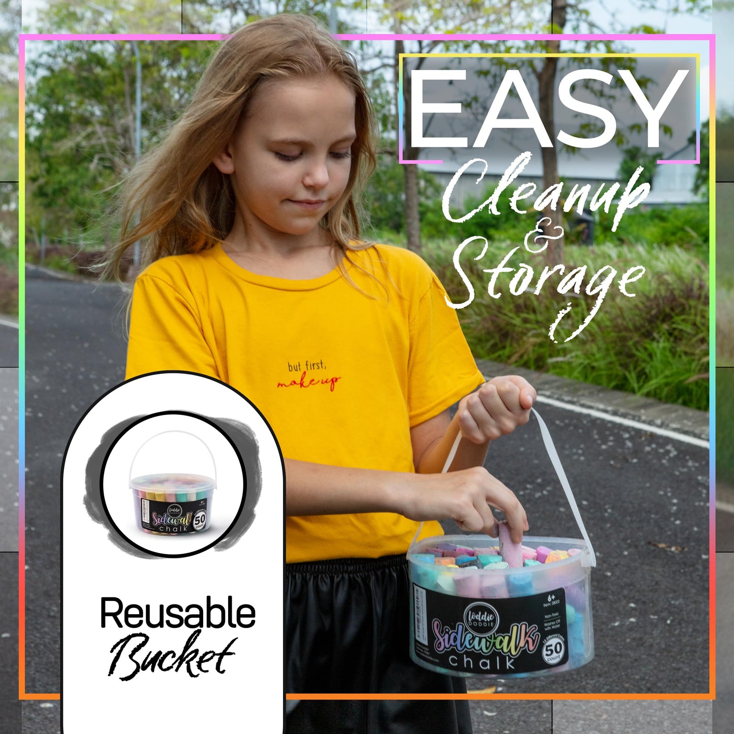 Loddie Doddie Jumbo Sidewalk Chalk – 50-Piece Multicolor Bucket