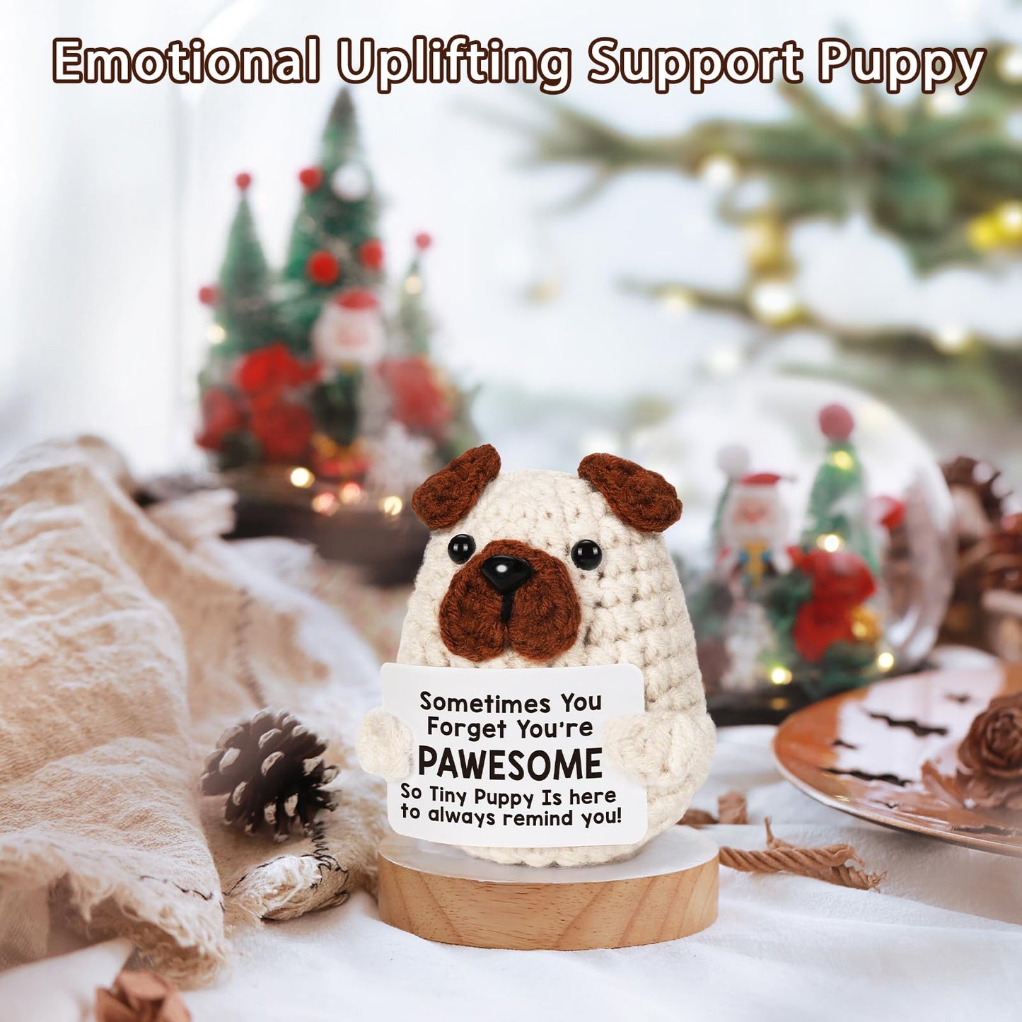 Lodeskee Positive Affirmations Crochet Puppy – Encouraging Desk Decor & Valentines Gifts