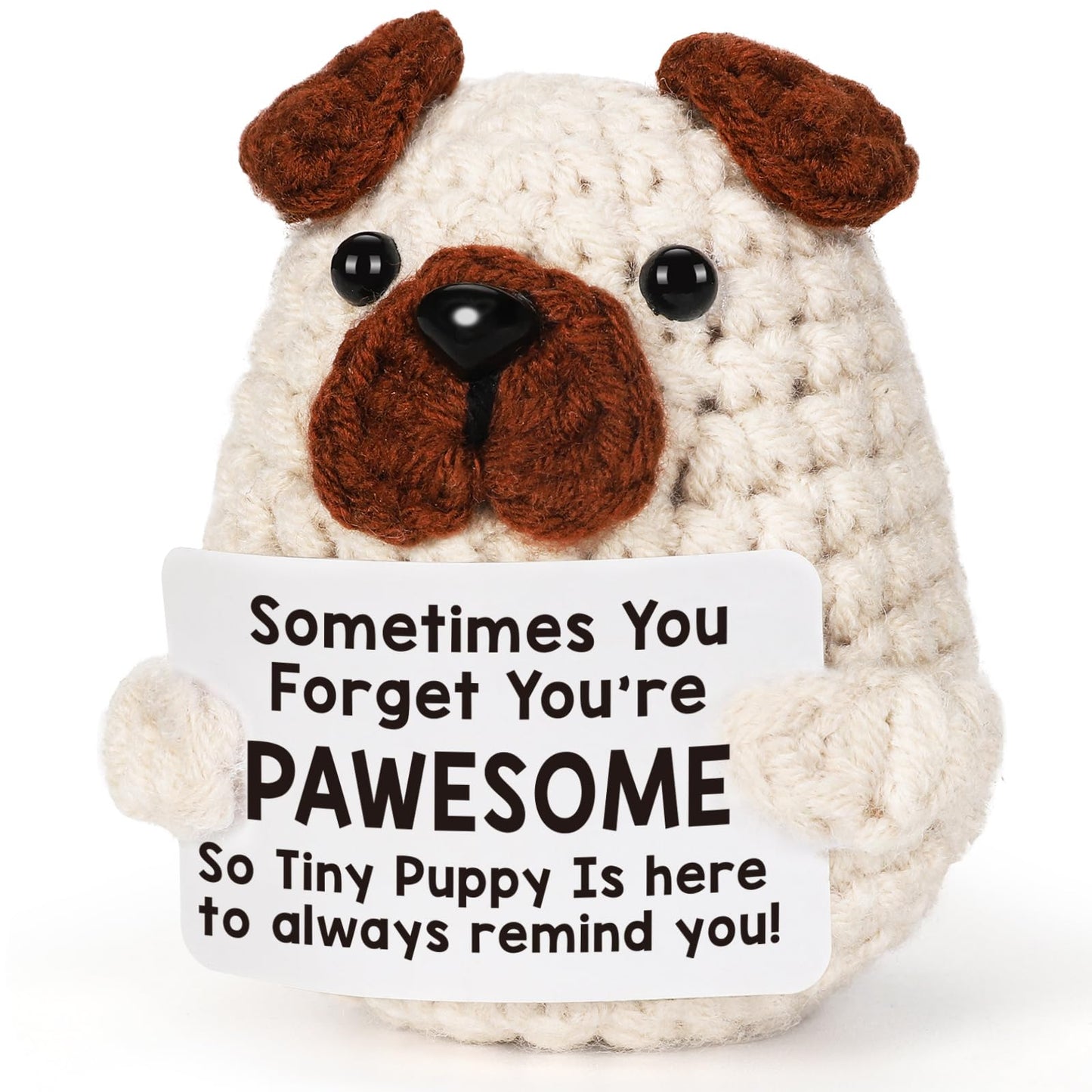 Lodeskee Positive Affirmations Crochet Puppy – Encouraging Desk Decor & Valentines Gifts