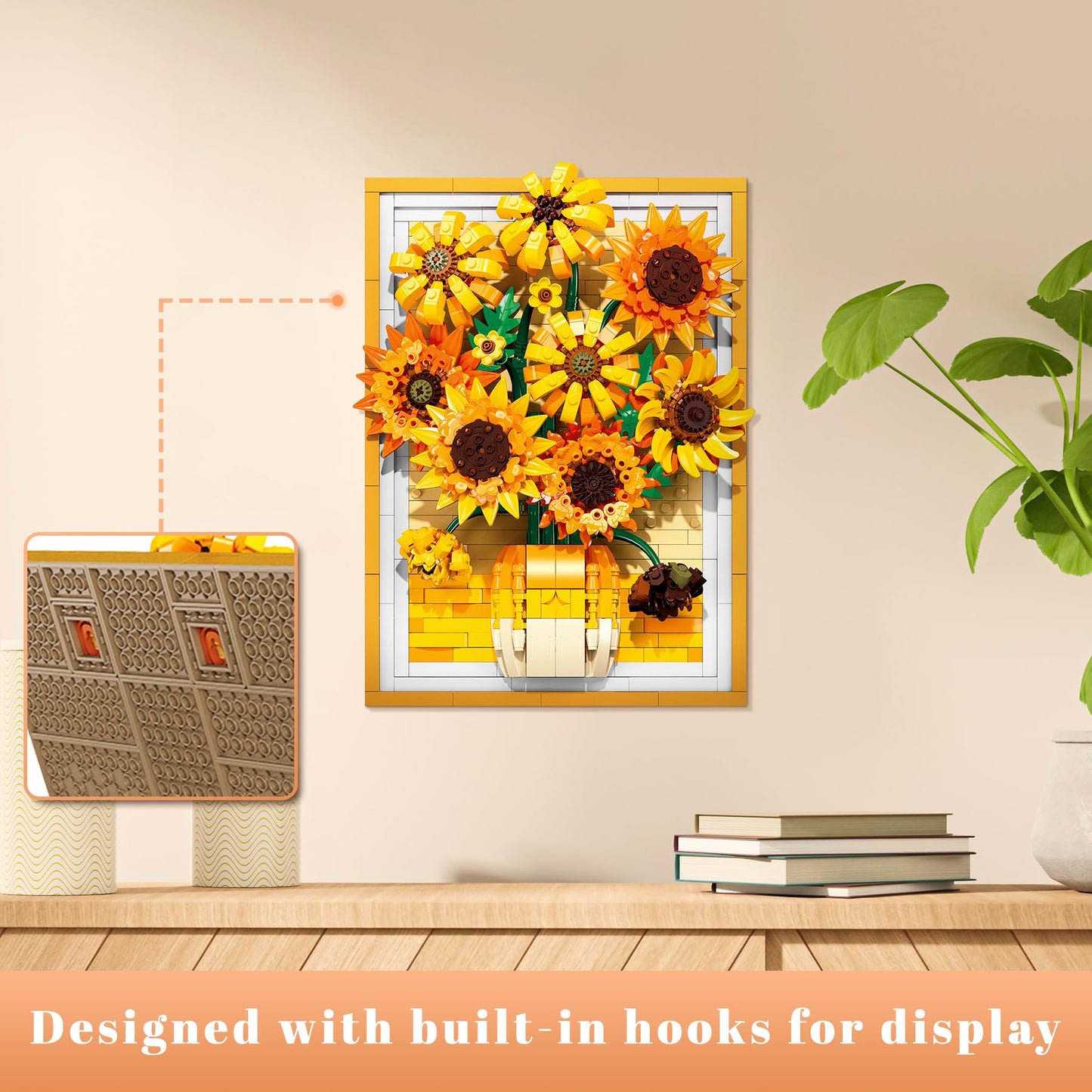 Lodikisbay Sunflower Frame Building Set – 1011Pcs 3D Brick Art for Wall or Table Decor
