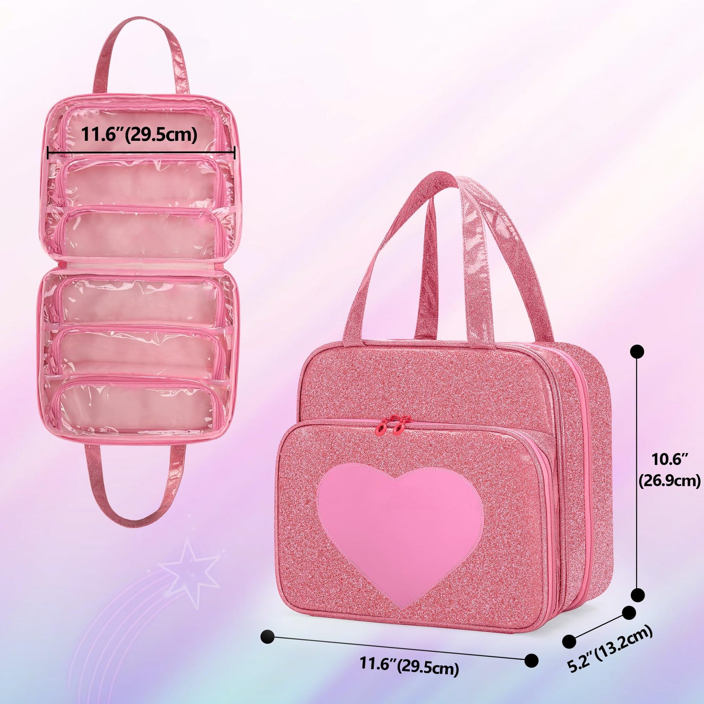 LoDrid Doll Case for Monster High Dolls – 6 Transparent Pockets, Pink Tote Bag