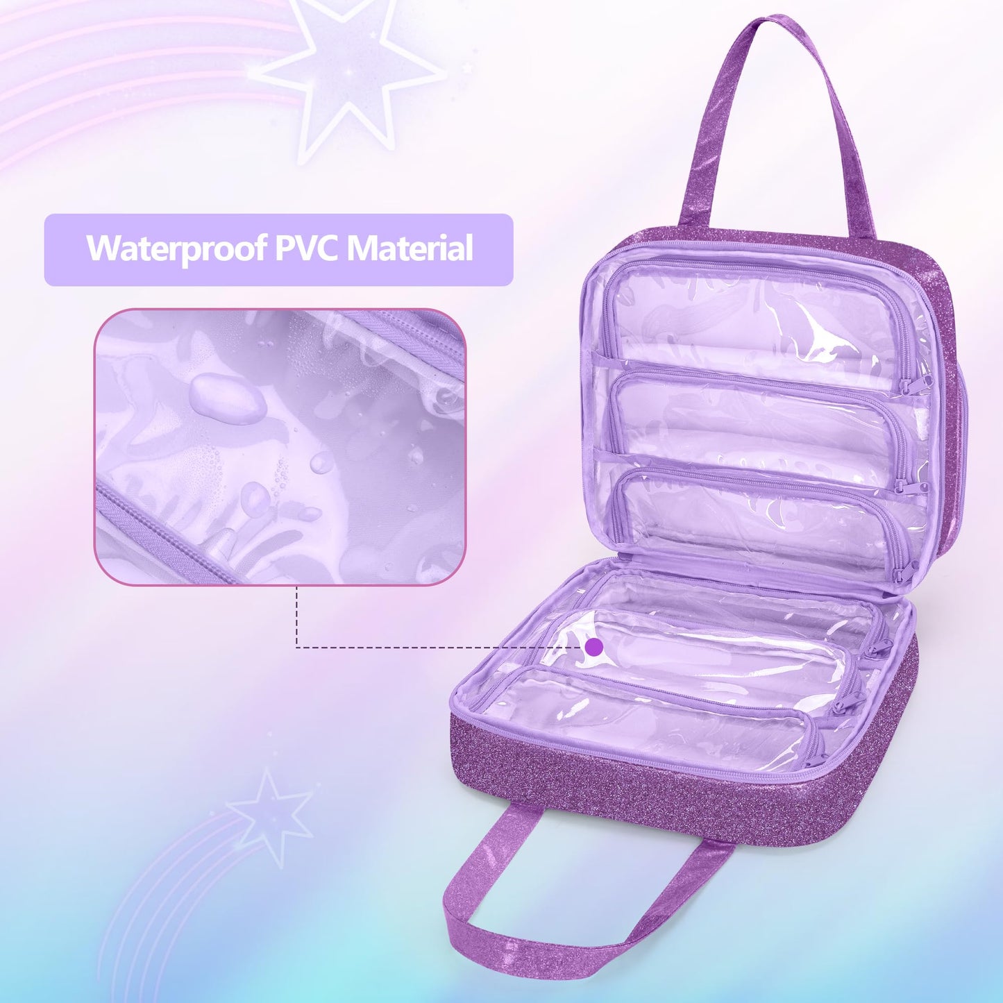 LoDrid Doll Case for Monster High Dolls — 6 Transparent Pockets, Purple Tote Bag (Bag Only)