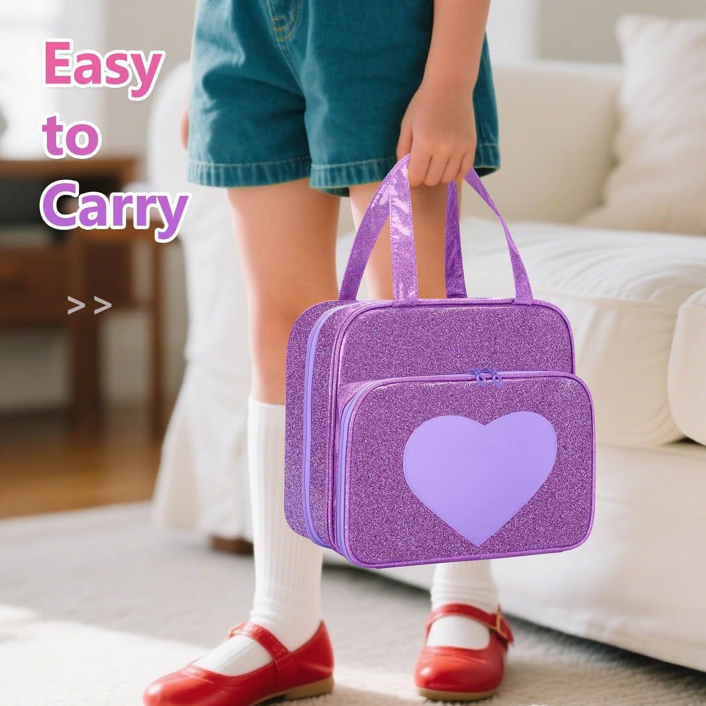 LoDrid Doll Case for Monster High Dolls — 6 Transparent Pockets, Purple Tote Bag (Bag Only)