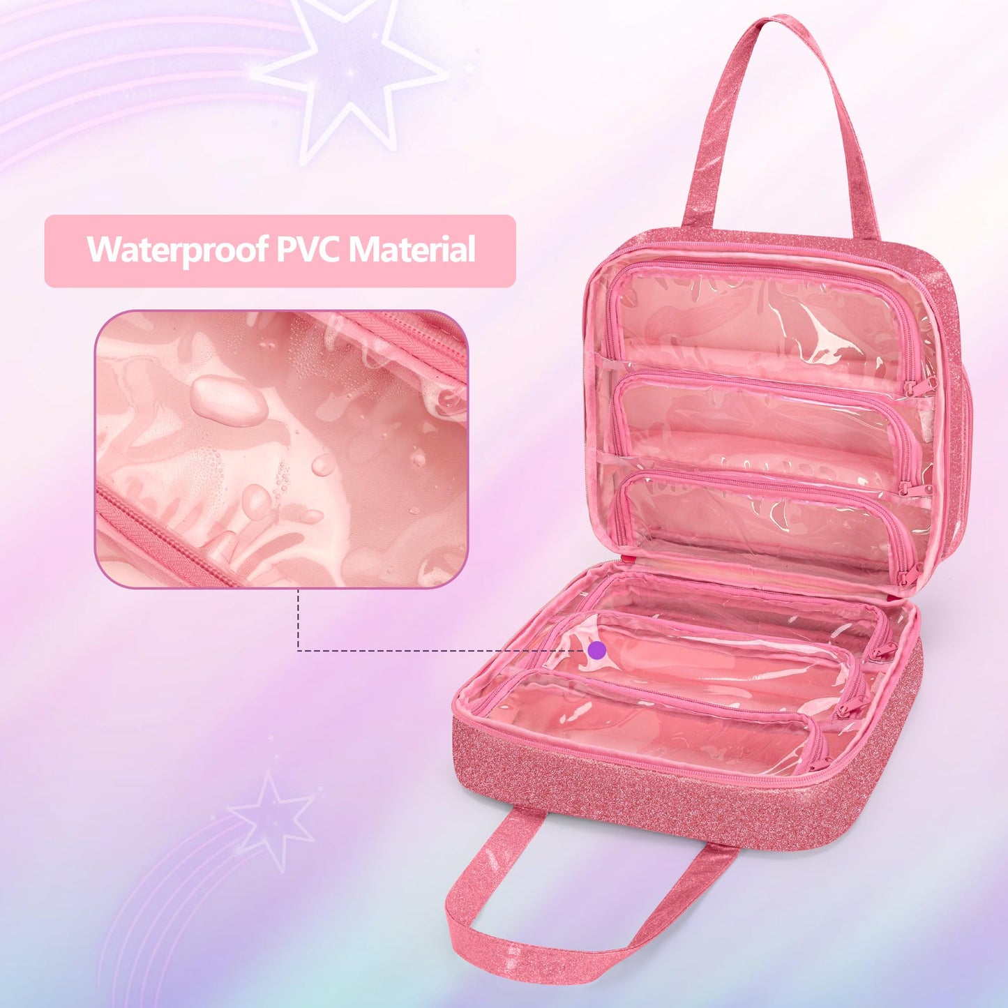 LoDrid Doll Case for Monster High Dolls – 6 Transparent Pockets, Pink Tote Bag