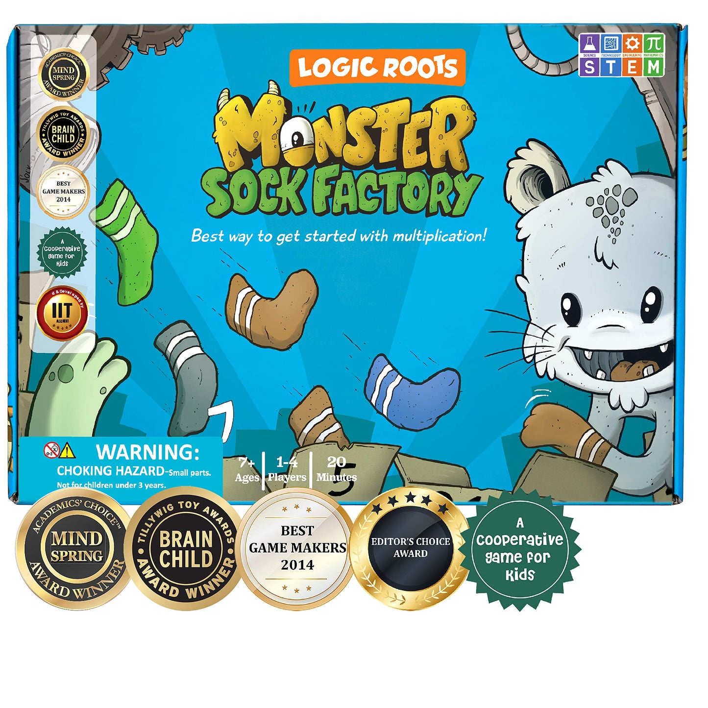 Logic Roots Monster Sock Factory Variations — Engaging Math Board Game for Multiplication & Division