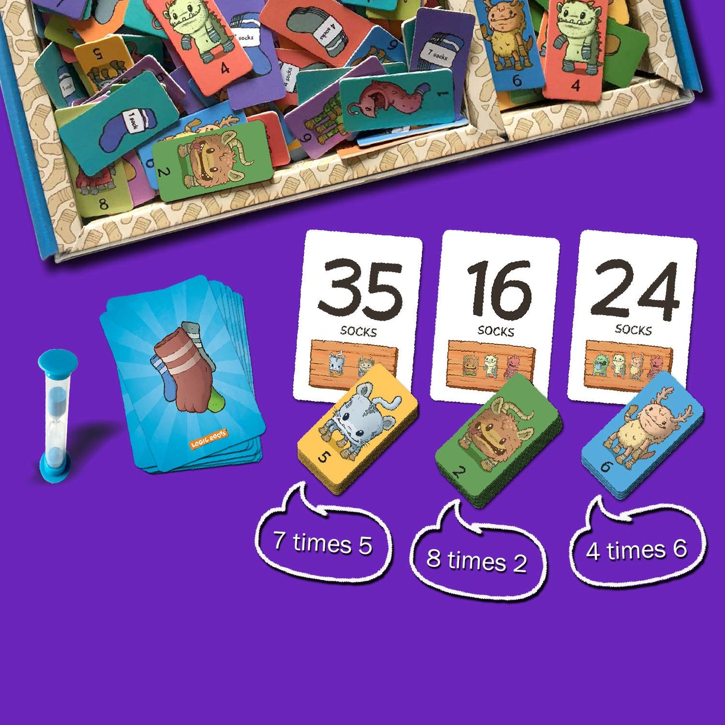 Logic Roots Monster Sock Factory Variations — Engaging Math Board Game for Multiplication & Division