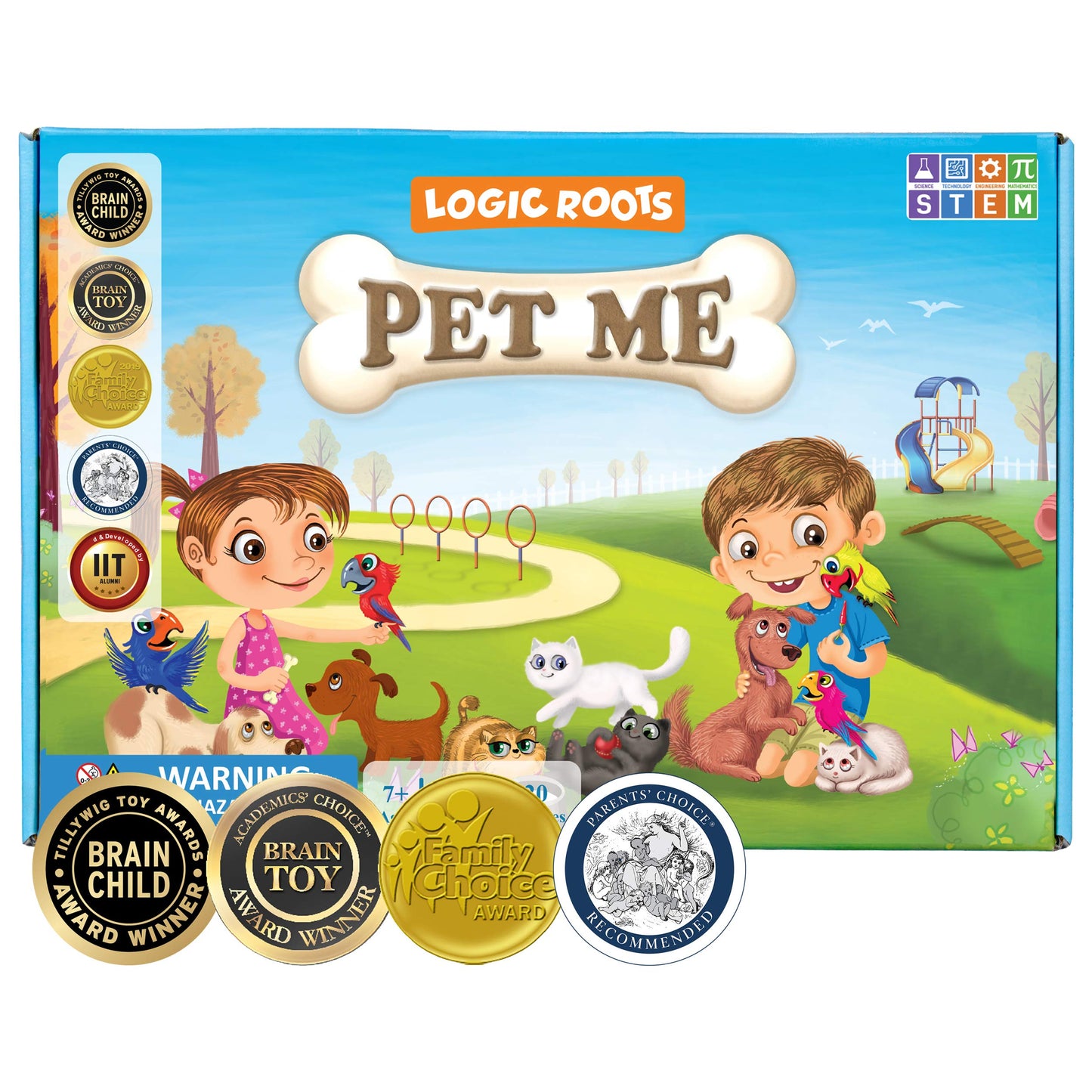 Logic Roots Pet Me Math Board Game — Division & Multiplication for Kids (Grade 1+)