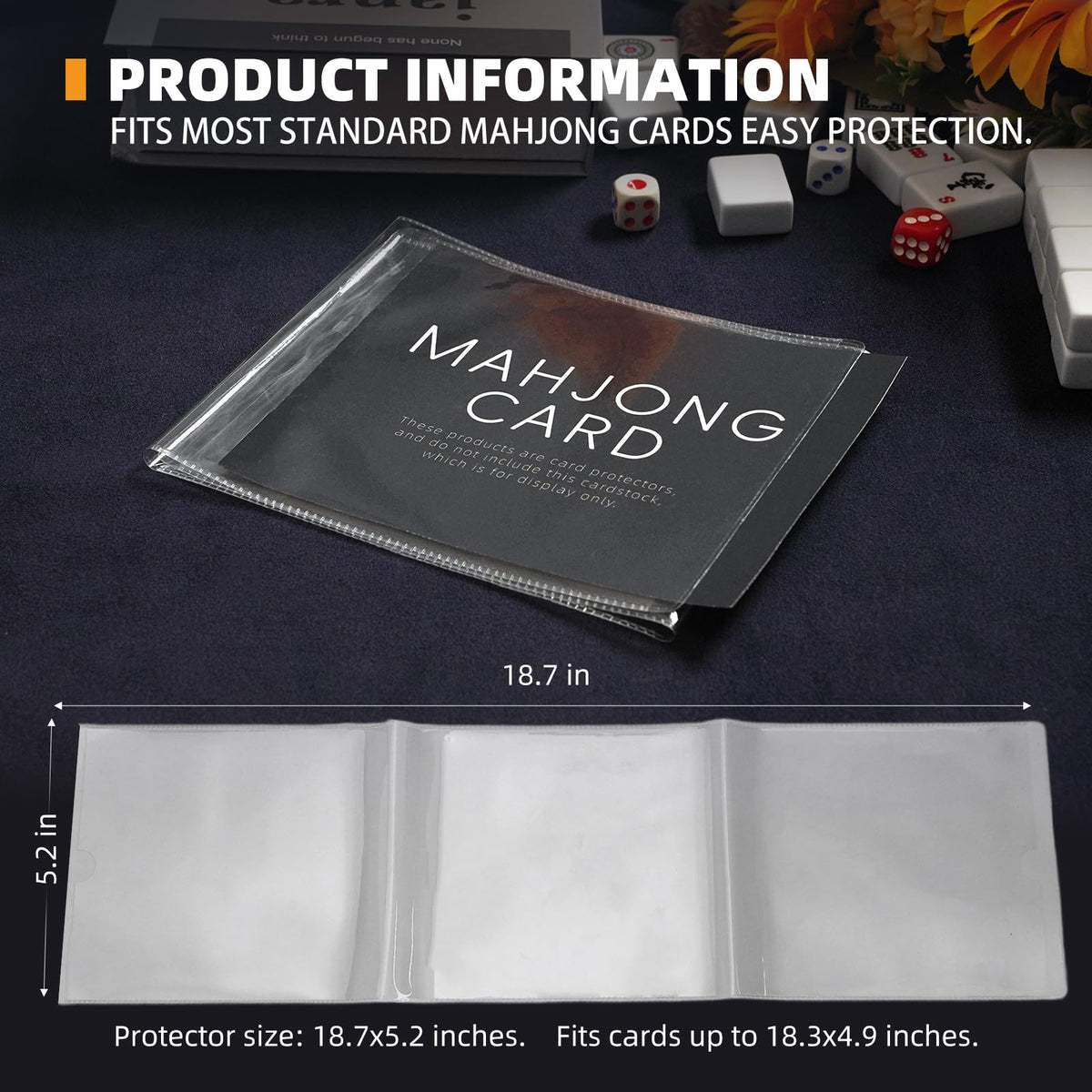 LogicTwist 2025 Mahjong Card Sleeve Holder – Large 6 1/8 by 4 3/4 inches Transparent 4-Pack