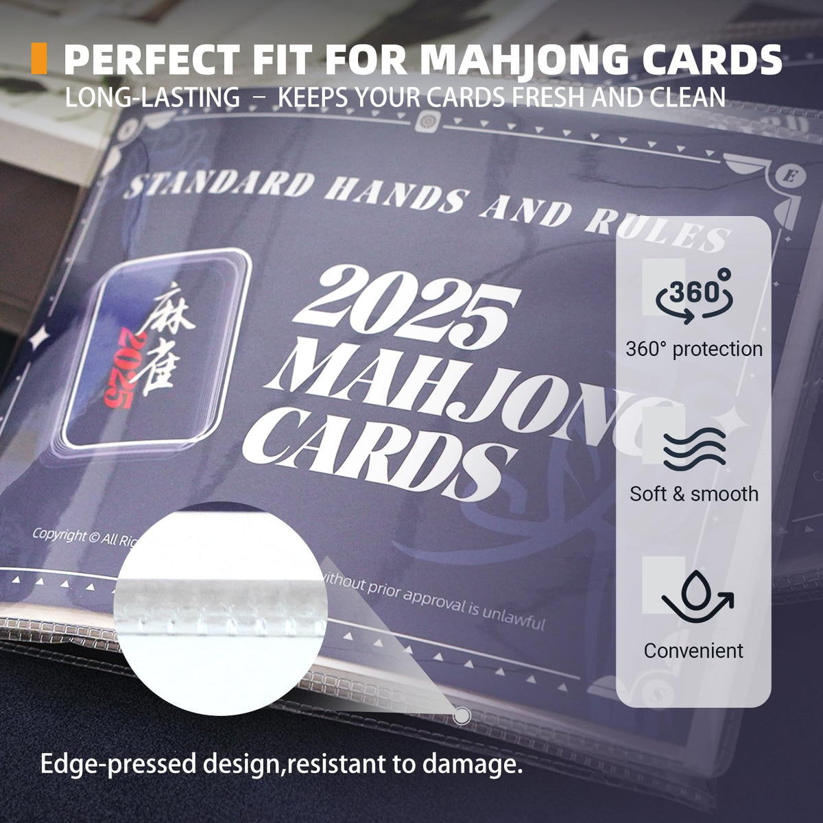 LogicTwist 2025 Mahjong Card Sleeve Holder – Large 6 1/8 by 4 3/4 inches Transparent 4-Pack