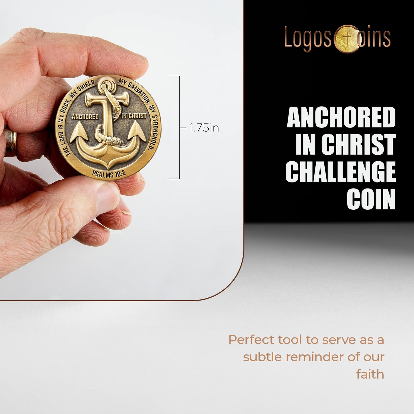 LOGOS COINS Anchored in Christ Prayer Coin – Jeremiah 29:11 The Lord is My Rock | 1.75" Antique Gold Plated Christian Coin