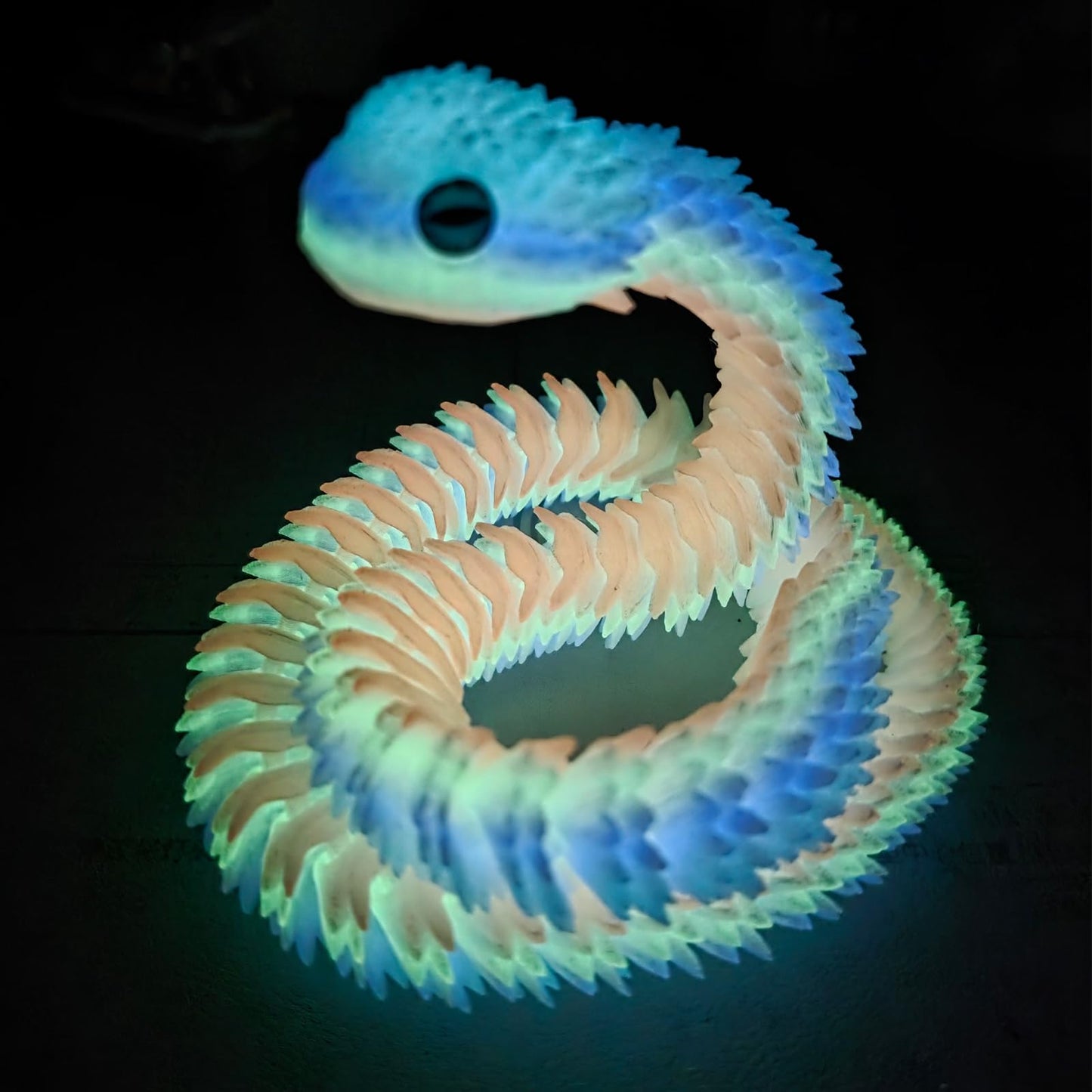 Lohoee 24in 3D Printed Glow-in-the-Dark Snake Toy | Flexible Fidget for Collectors