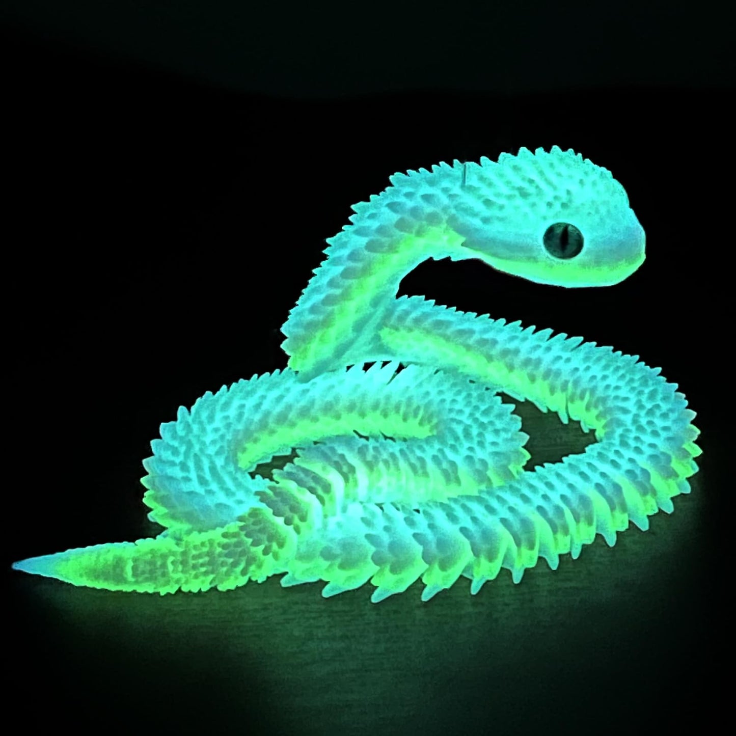 Lohoee 24in 3D Printed Glow-in-the-Dark Snake Toy | Flexible Fidget for Collectors