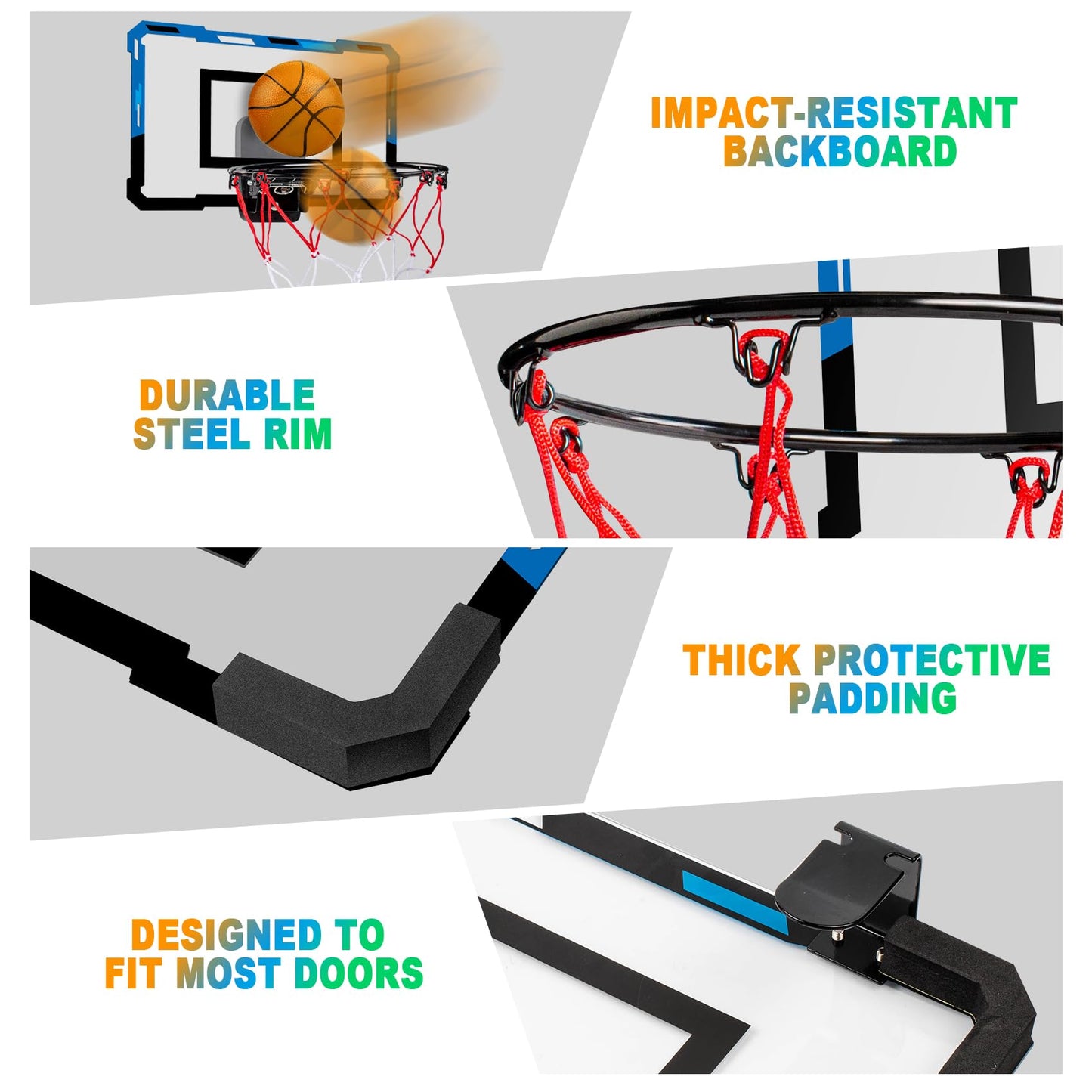 Loiley Indoor Basketball Hoop for Door – 2 Scoring Modes, Digital Scoreboard, 3 Balls | Blue
