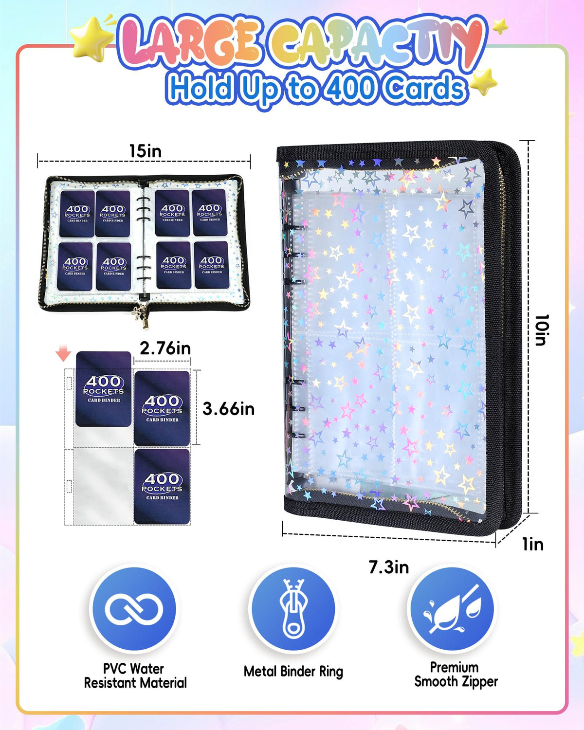 Loiuvos 4-Pocket Card Binder with 20 Stickers – A5 Kpop Photocard Binder