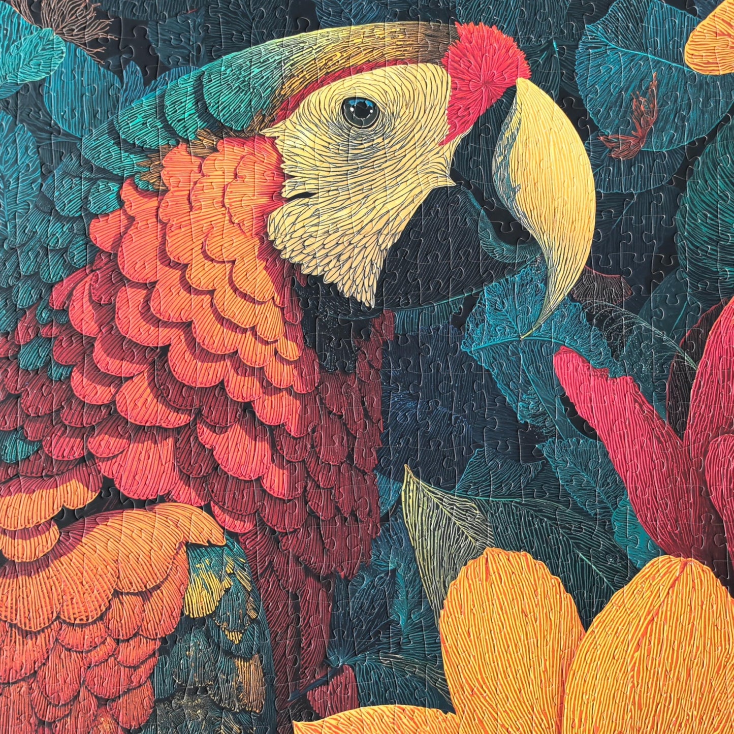 LOJETON 1000-Piece Jigsaw Puzzles for Adults – Colorful Rainforest Parrot with Letter-Back, 27.5 x 19.7 in